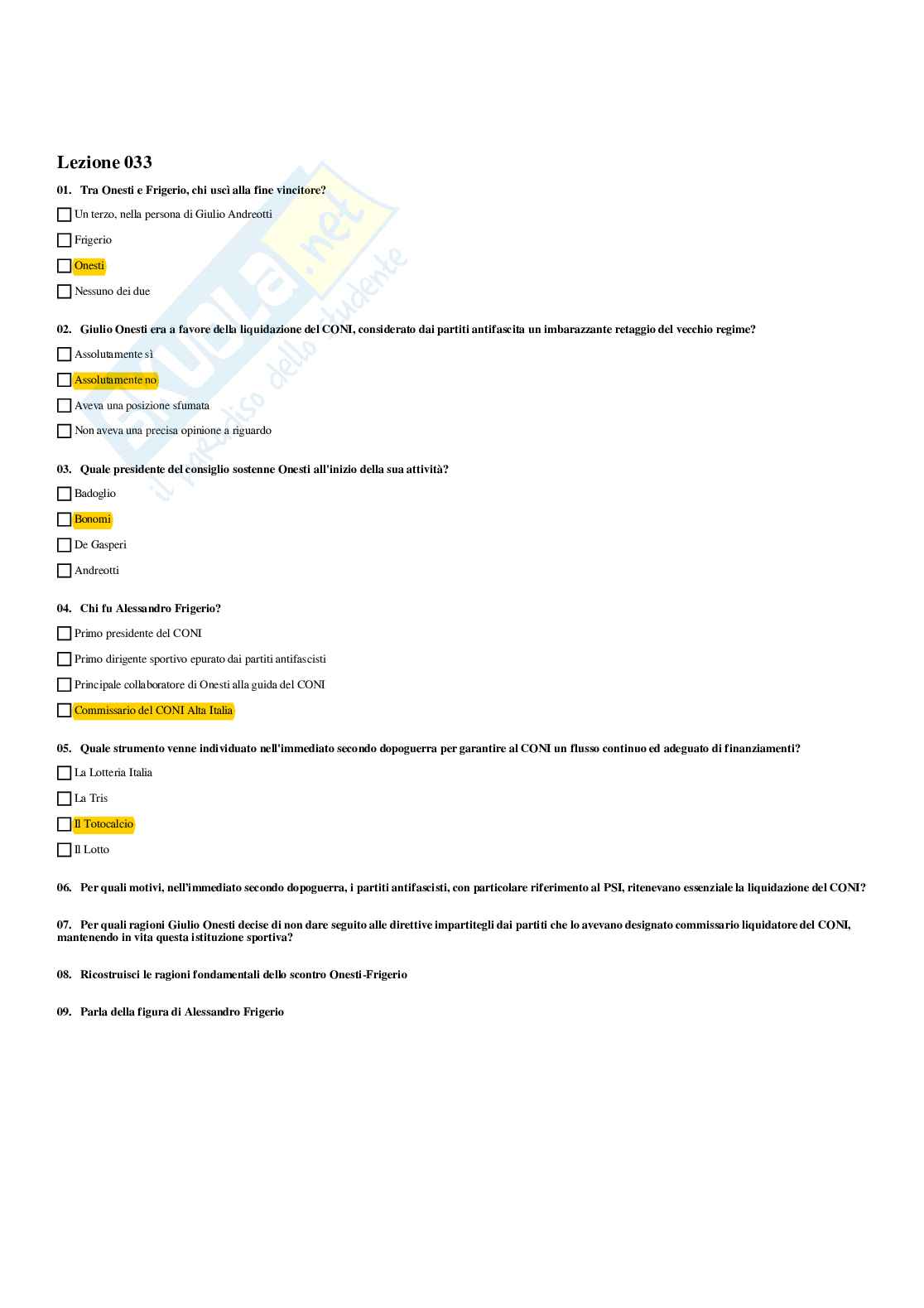 Paniere Storia dello sport e del giornalismo sportivo (2026) - Risposte multiple corrette Pag. 36