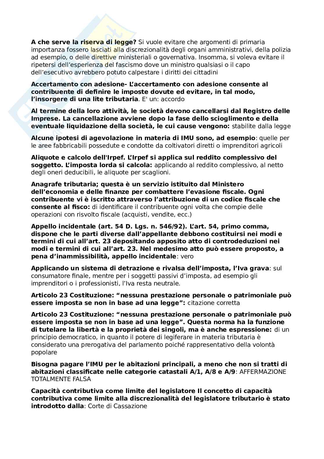 Chiuse Diritto tributario avanzato Pag. 1