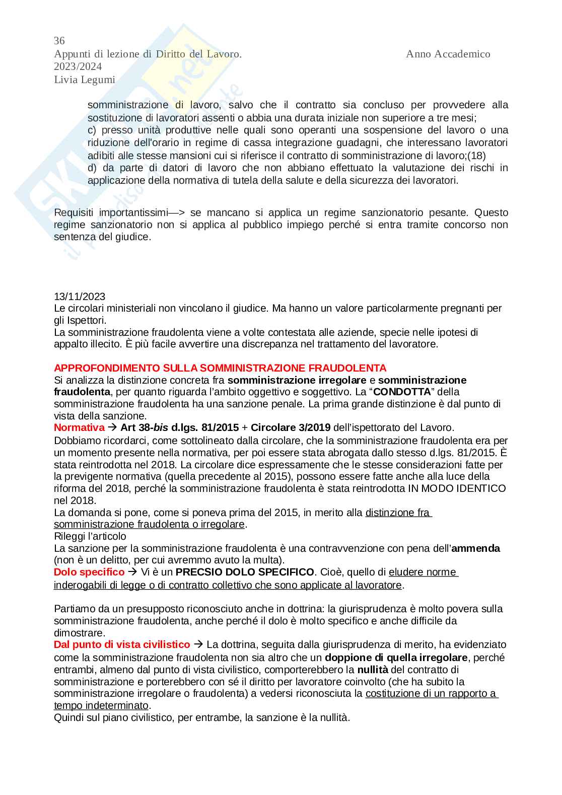 Appunti di lezione di Diritto del lavoro Pag. 36