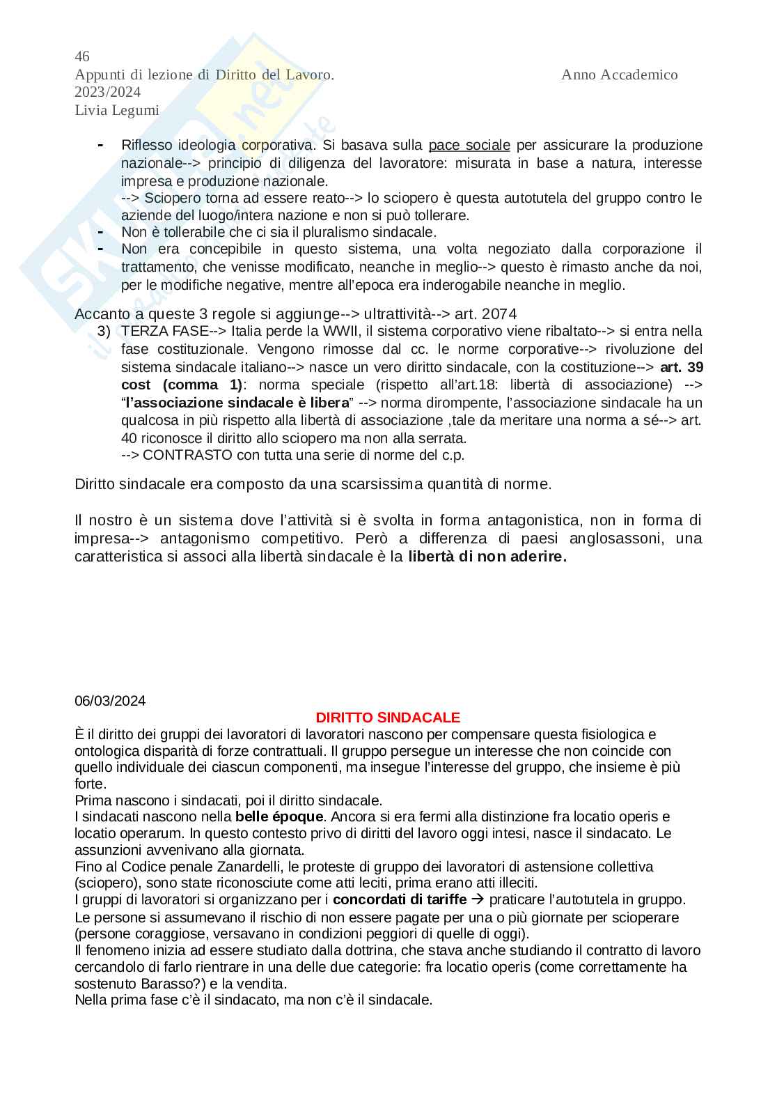 Appunti di lezione di Diritto del lavoro Pag. 46