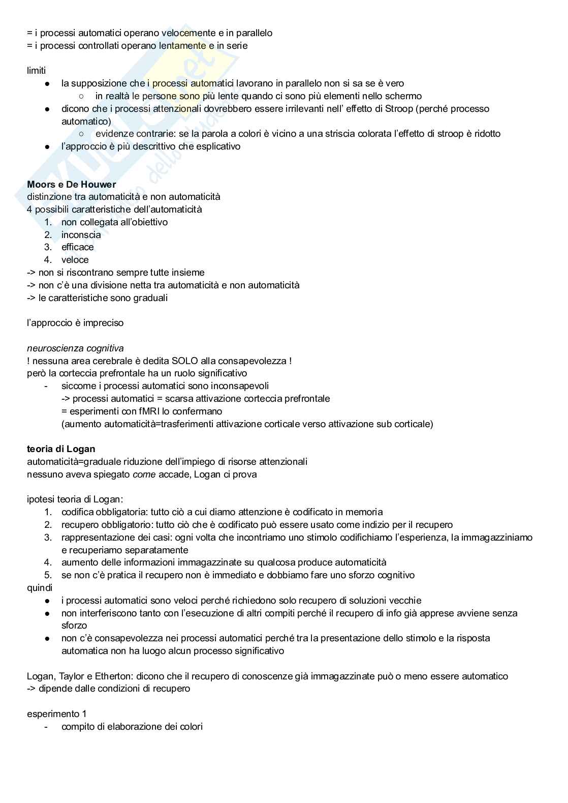 Riassunto esame Psicologia generale, Prof. Primativo Silvia, libro consigliato Psicologia cognitiva, Eysenck, Keane Pag. 46