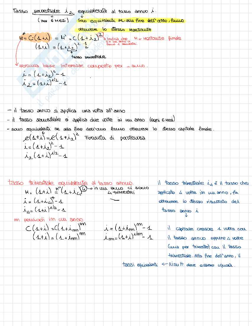 Riassunto esame Matematica finanziaria, Prof. Figà Talamanca Gianna, libro consigliato Manuale di finanza, Castellani  Pag. 11