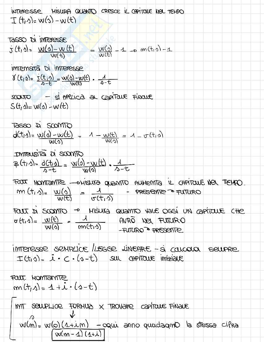 Riassunto esame Matematica finanziaria, Prof. Figà Talamanca Gianna, libro consigliato Manuale di finanza, Castellani  Pag. 2