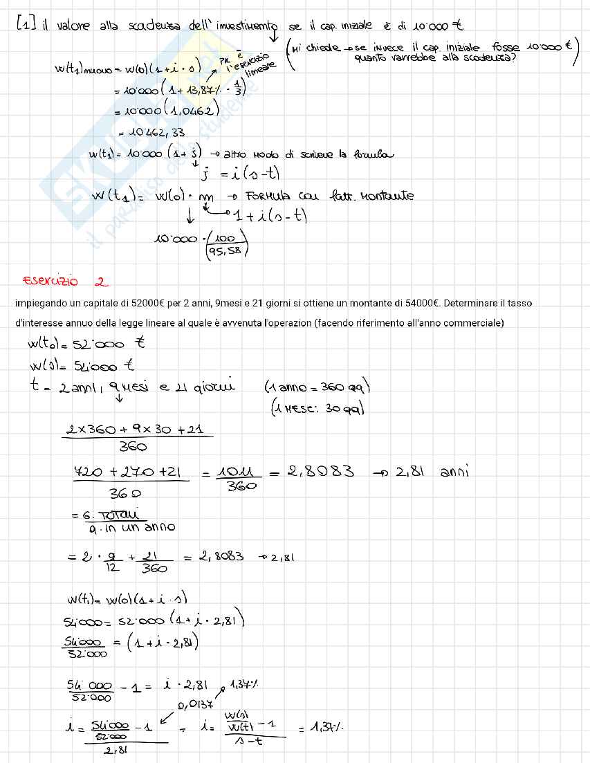 Riassunto esame Matematica finanziaria, Prof. Figà Talamanca Gianna, libro consigliato Manuale di finanza, Castellani  Pag. 6