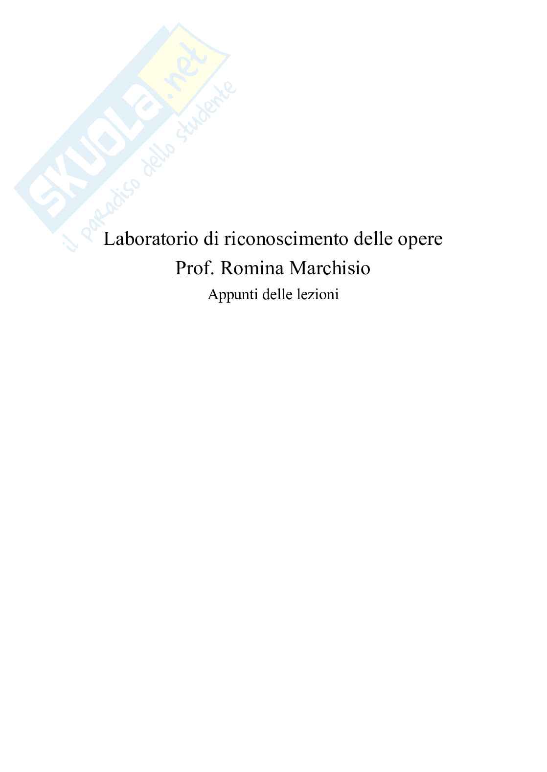 Appunti del corso di riconoscimento delle opere Pag. 1