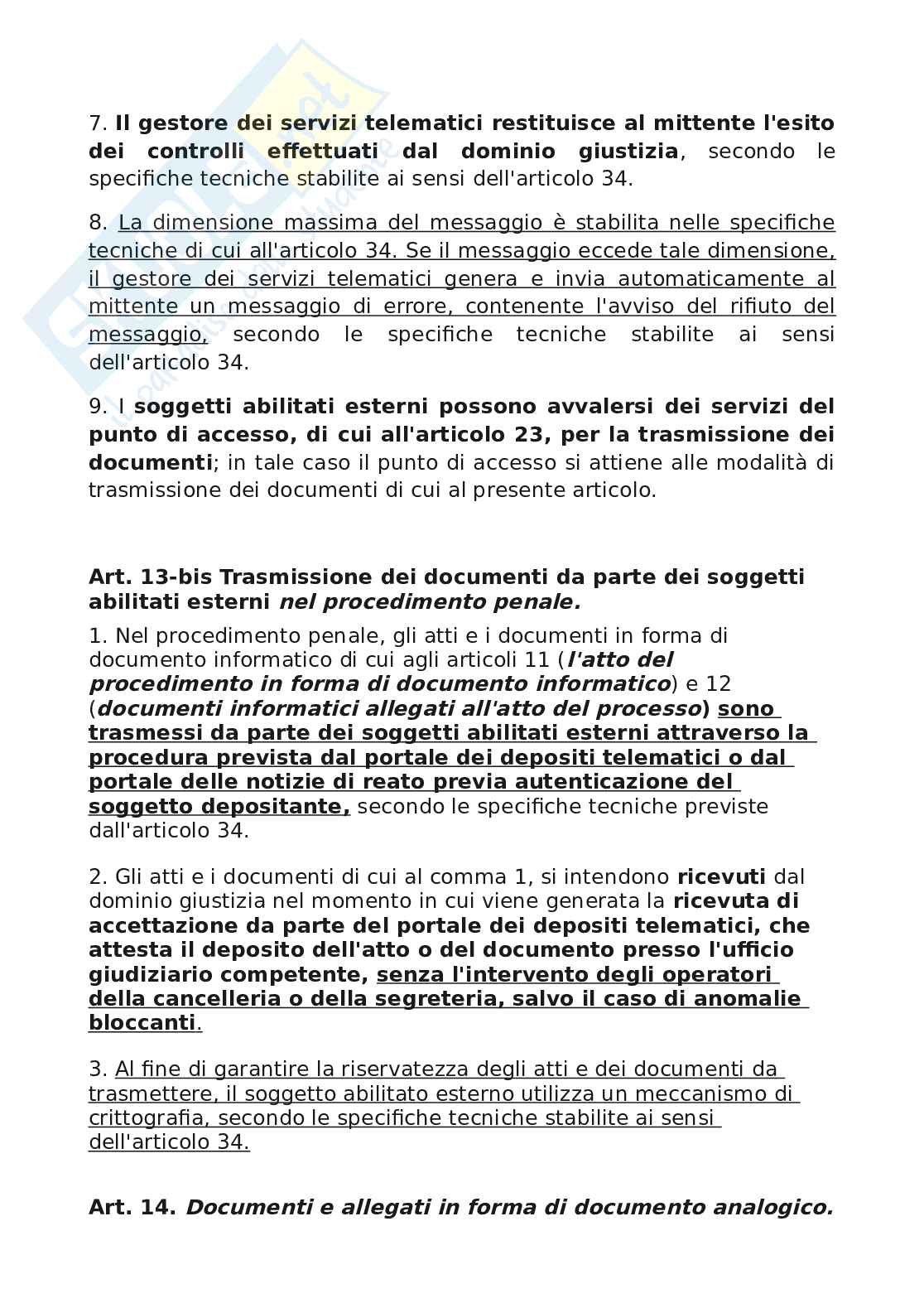 Schemi sul Regolamento concernente le regole tecniche per l'adozione nel processo civile e nel processo penale, delle tecnologie dell'informazione e della comunicazione Pag. 11