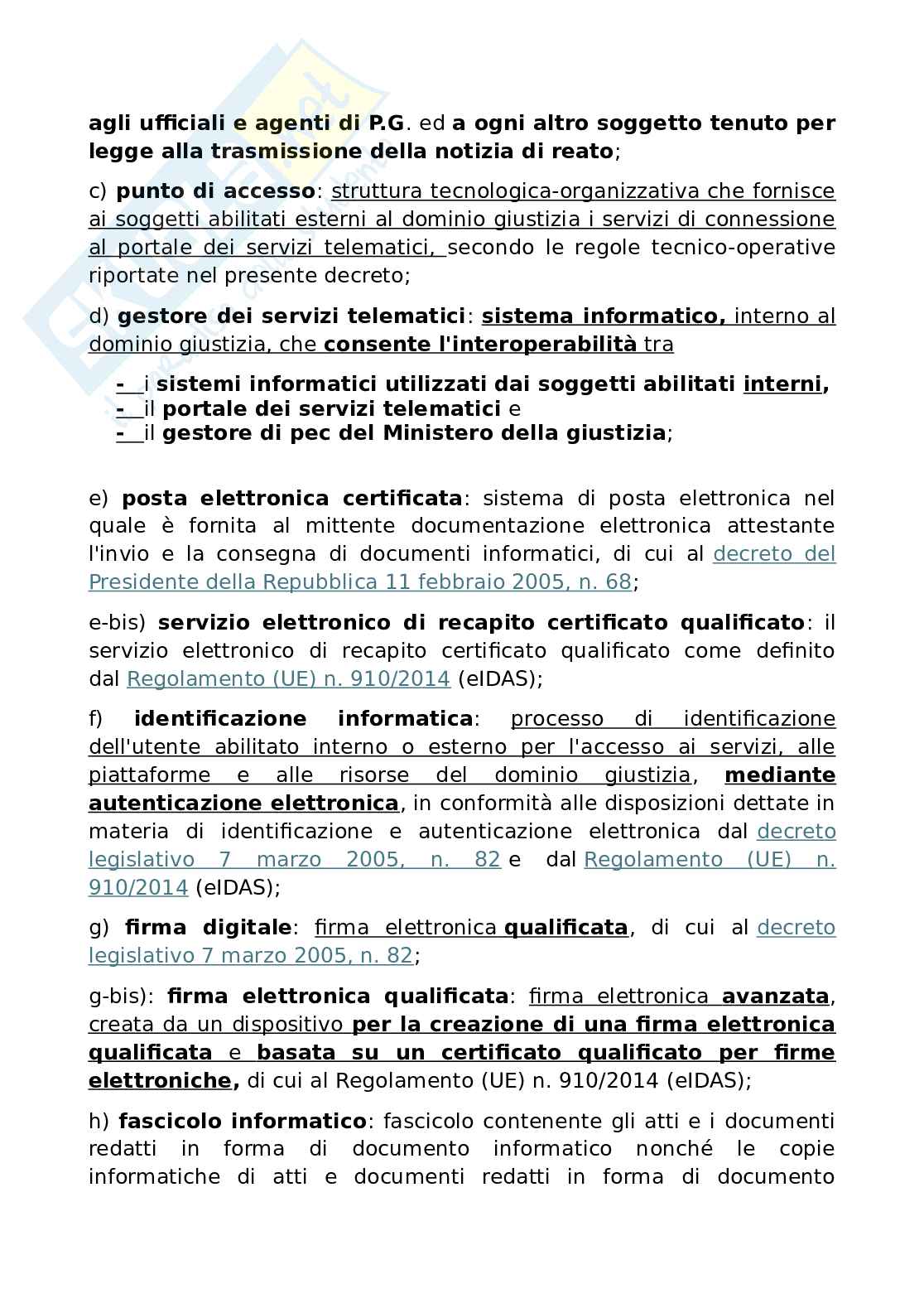 Schemi sul Regolamento concernente le regole tecniche per l'adozione nel processo civile e nel processo penale, delle tecnologie dell'informazione e della comunicazione Pag. 2