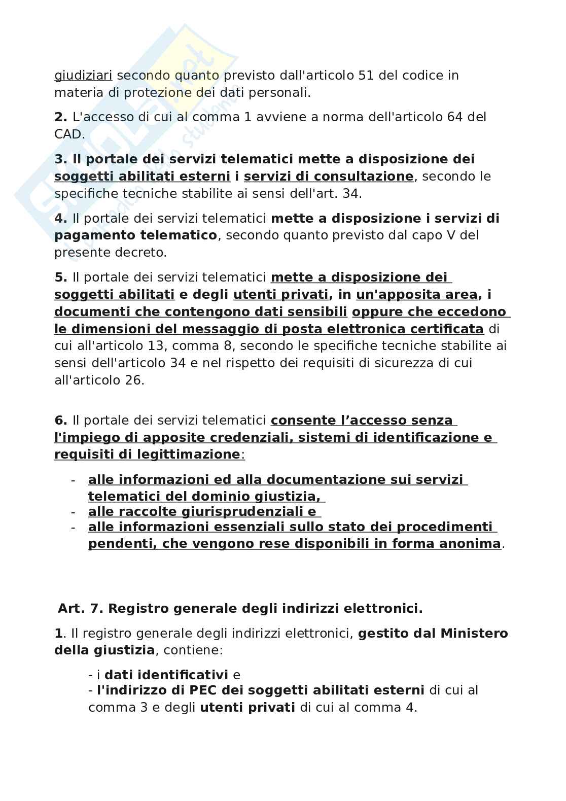 Schemi sul Regolamento concernente le regole tecniche per l'adozione nel processo civile e nel processo penale, delle tecnologie dell'informazione e della comunicazione Pag. 6