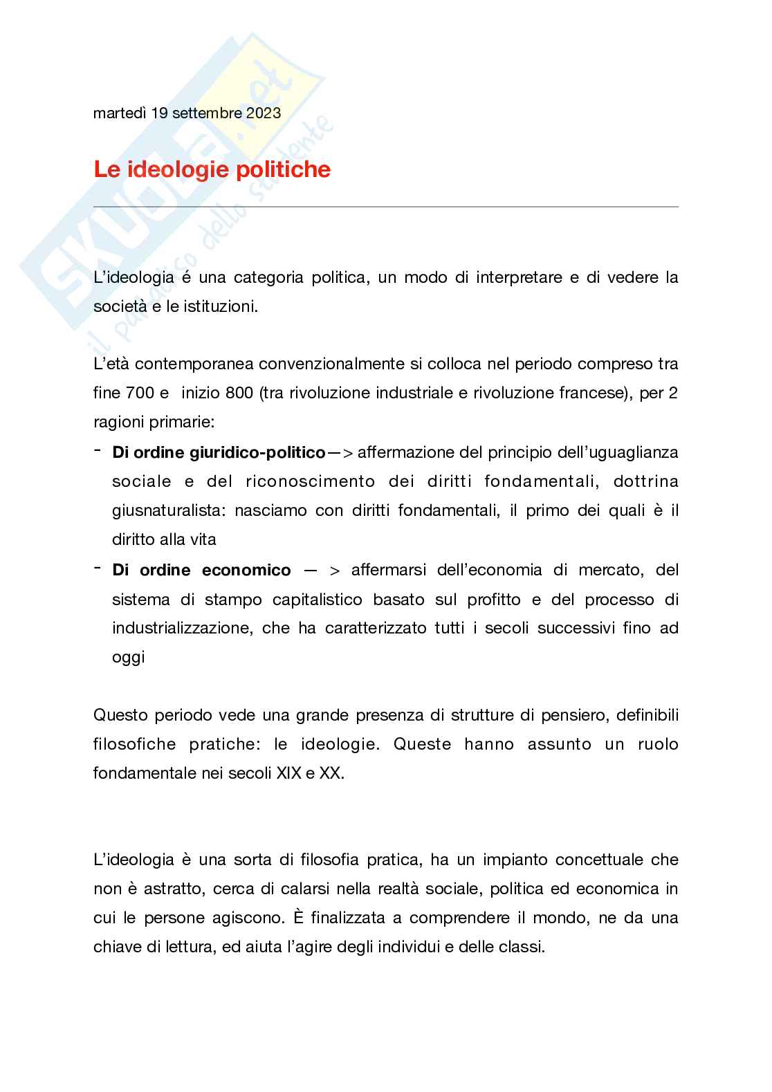 Appunti prima e seconda lezione di Storia contemporanea Pag. 1