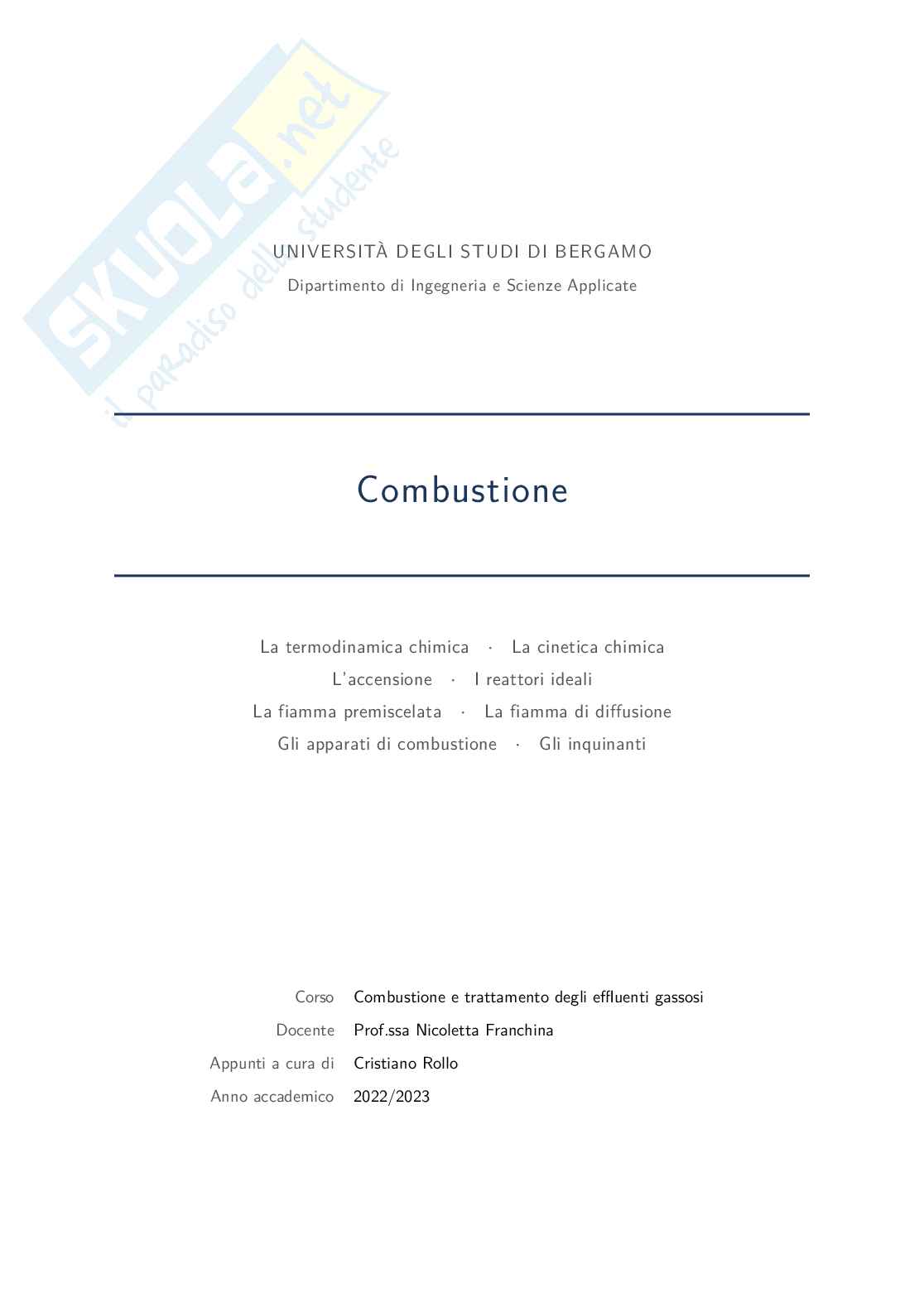 Appunti Combustione e impatto ambientale Pag. 1