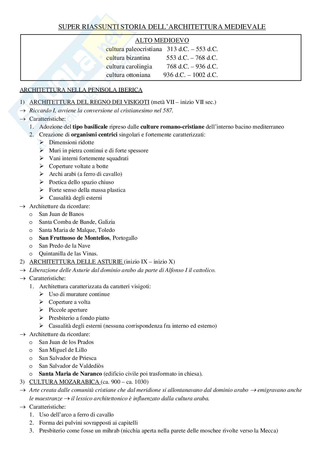 Riassunto storia dell'architettura medievale Pag. 1