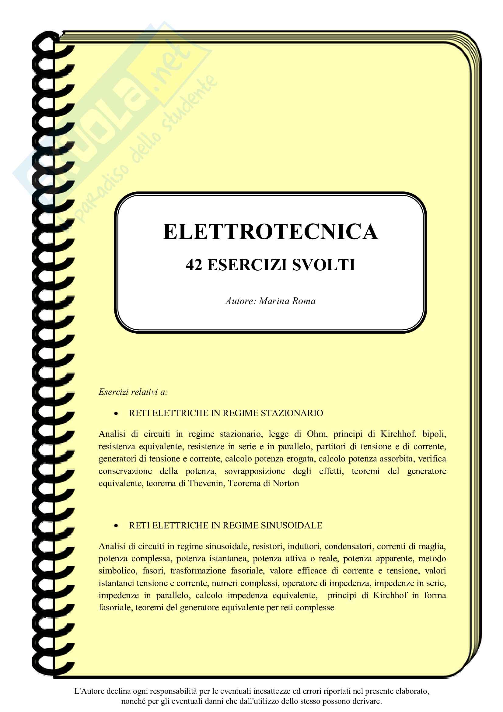Esercizi svolti di elettrotecnica su reti elettriche in regime stazionario e sinusoidale Pag. 1