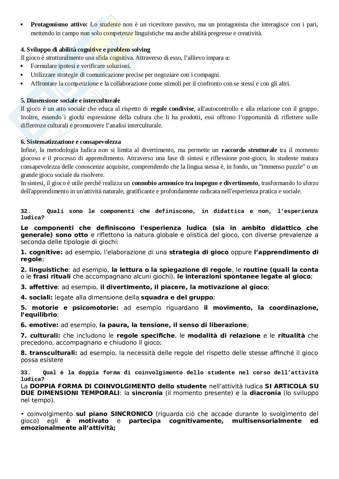 Lezione 6, domande aperte Didattica della lingua madre, seconda e straniera Pag. 2