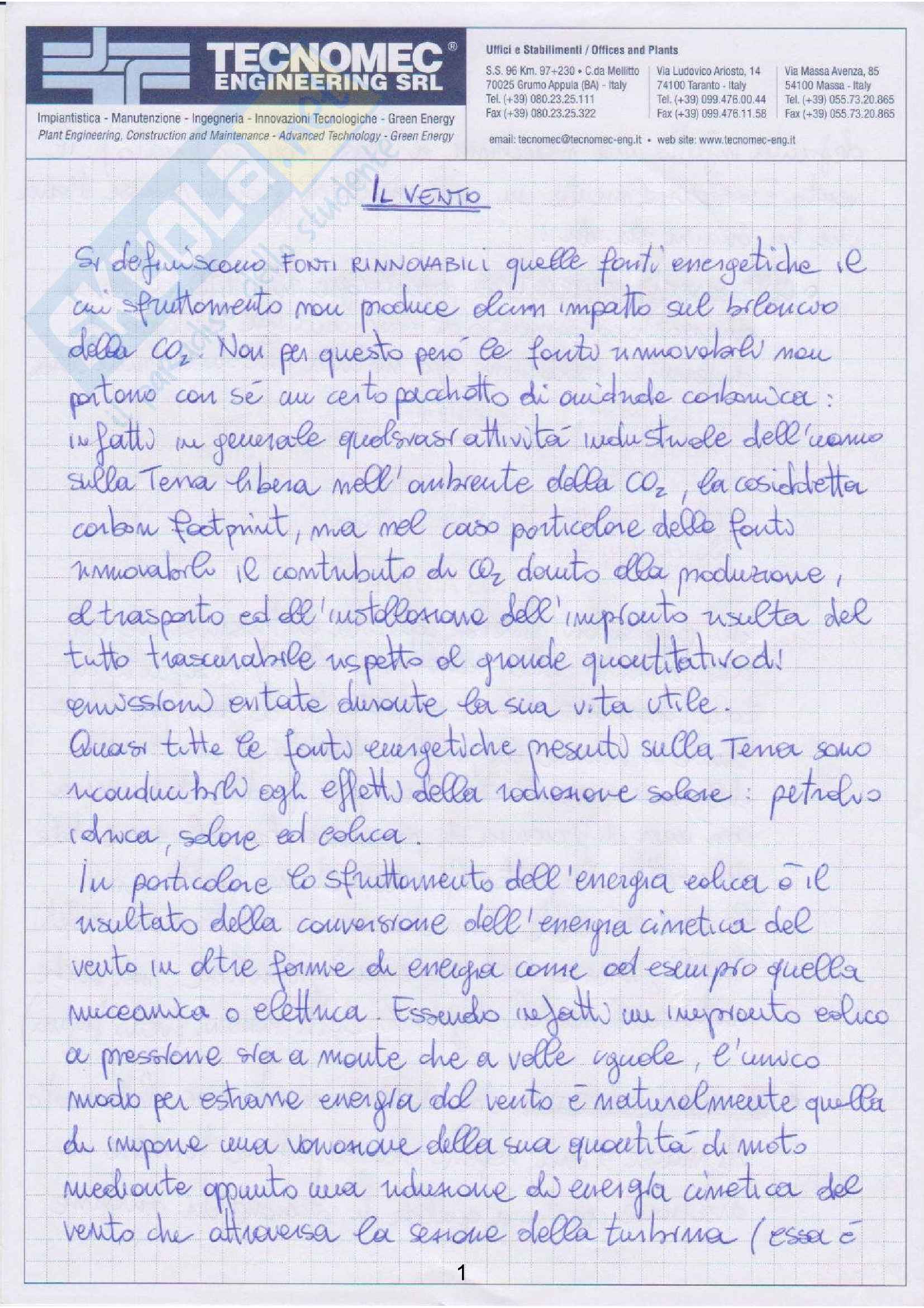 Appunti di Tecnologie delle Energie Rinnovabili [TER] Pag. 1