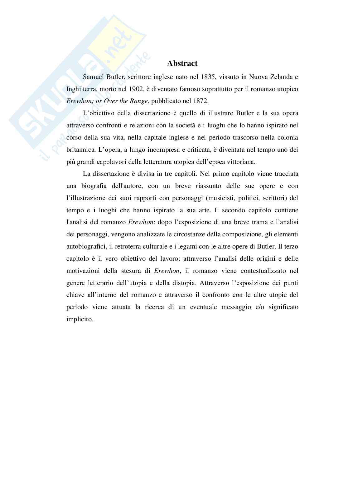 L’evoluzione dell’utopia letteraria in distopia in Erewhon di Samuel Butler Pag. 2