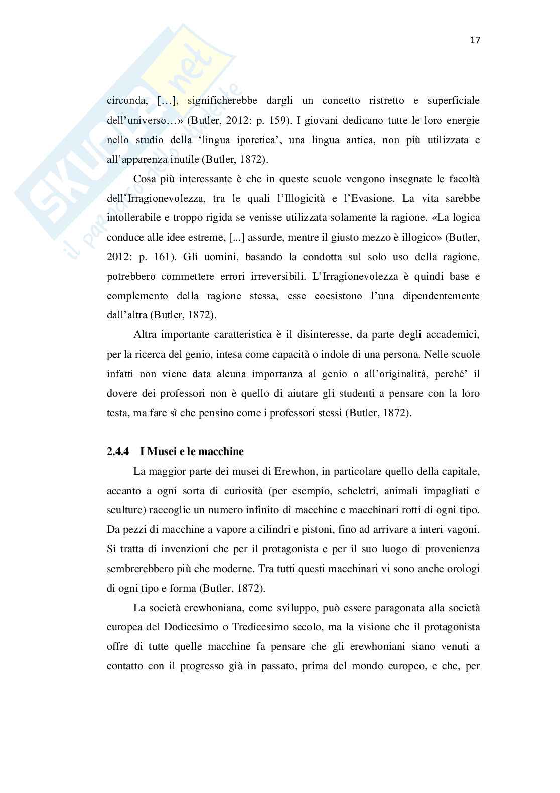 L’evoluzione dell’utopia letteraria in distopia in Erewhon di Samuel Butler Pag. 21