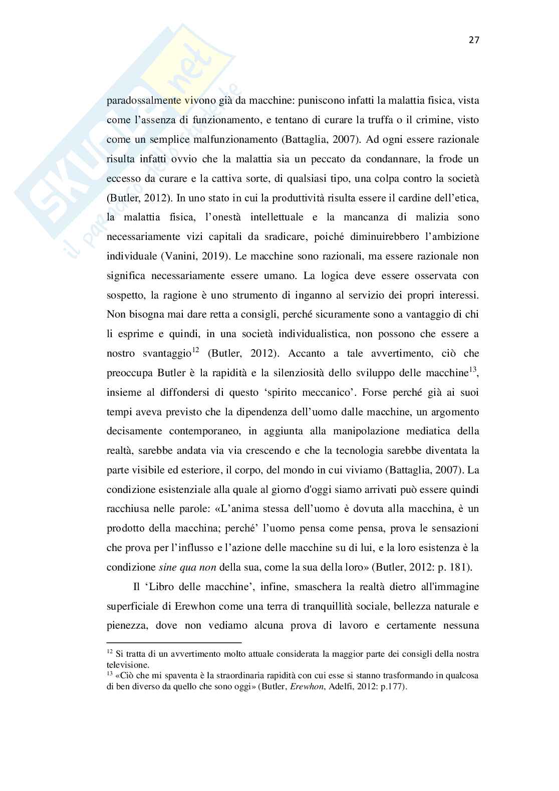 L’evoluzione dell’utopia letteraria in distopia in Erewhon di Samuel Butler Pag. 31
