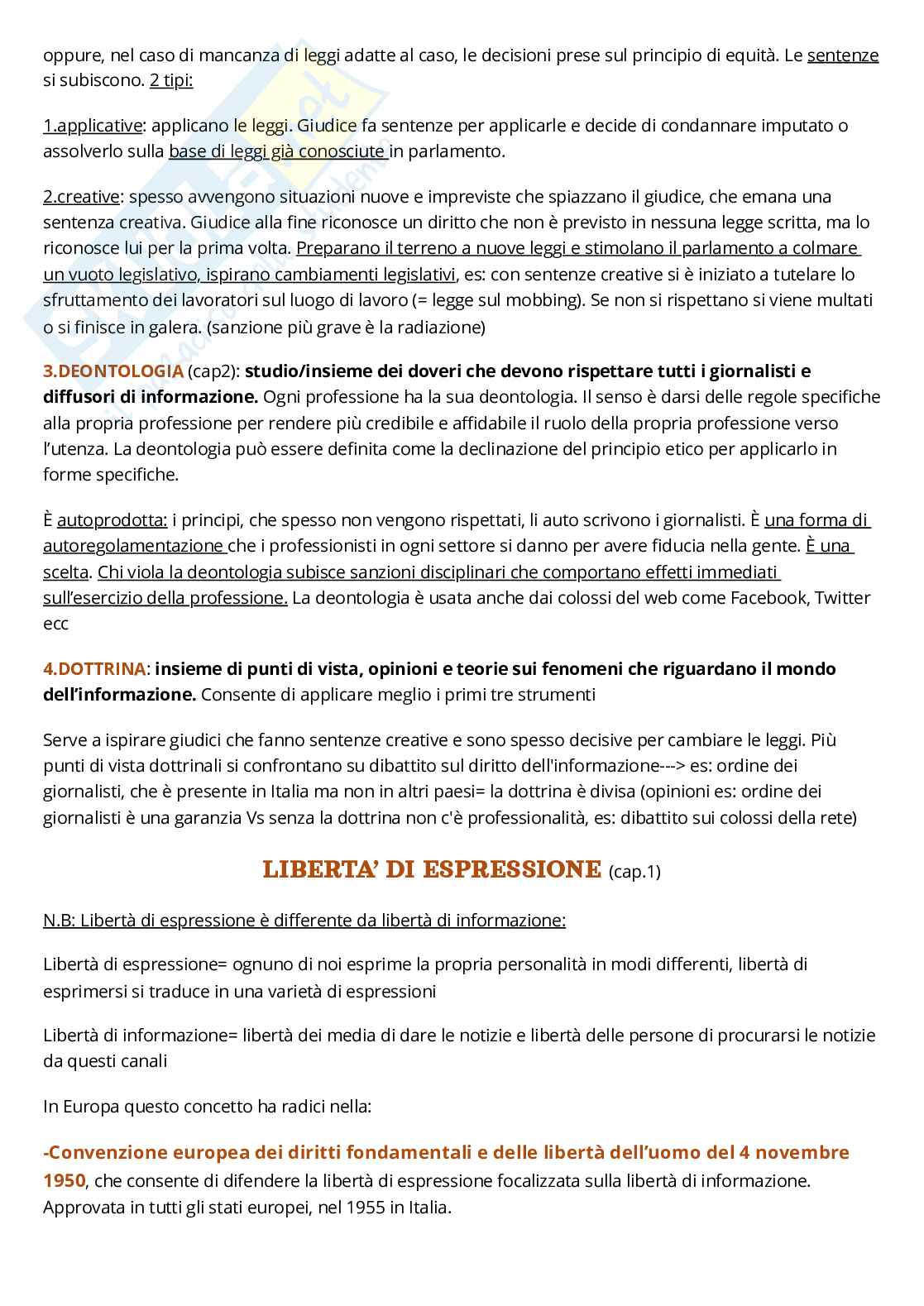 Riassunto esame Diritto dell'informazione, Prof. Razzante Ruben, libro consigliato Manuale di diritto dell’informazione e della comunicazione, Razzante Pag. 2