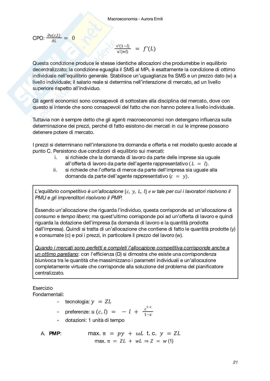 Riassunto esame Macroeconomia, Prof. Carbonari Lorenzo, libro consigliato Macroeconomia - il minimo teorico (II Edizione), Amendola, Carbonari, Ferraris Pag. 21