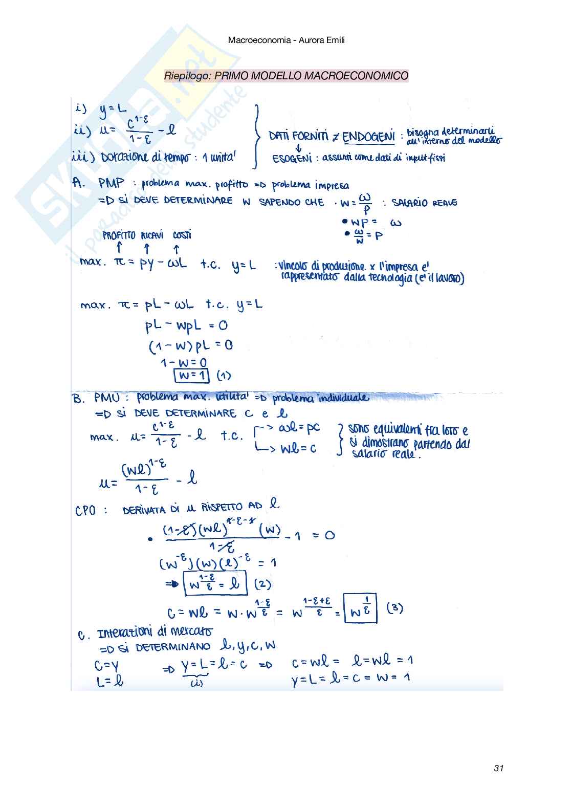 Riassunto esame Macroeconomia, Prof. Carbonari Lorenzo, libro consigliato Macroeconomia - il minimo teorico (II Edizione), Amendola, Carbonari, Ferraris Pag. 31