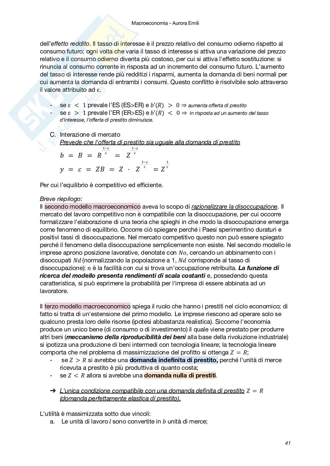 Riassunto esame Macroeconomia, Prof. Carbonari Lorenzo, libro consigliato Macroeconomia - il minimo teorico (II Edizione), Amendola, Carbonari, Ferraris Pag. 41