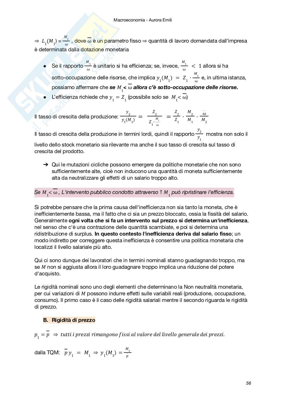 Riassunto esame Macroeconomia, Prof. Carbonari Lorenzo, libro consigliato Macroeconomia - il minimo teorico (II Edizione), Amendola, Carbonari, Ferraris Pag. 56