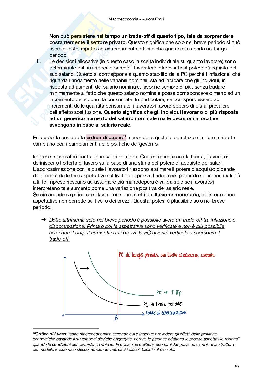 Riassunto esame Macroeconomia, Prof. Carbonari Lorenzo, libro consigliato Macroeconomia - il minimo teorico (II Edizione), Amendola, Carbonari, Ferraris Pag. 61
