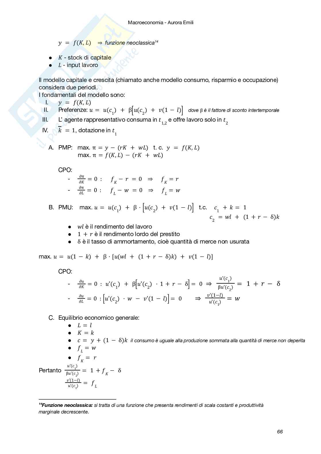 Riassunto esame Macroeconomia, Prof. Carbonari Lorenzo, libro consigliato Macroeconomia - il minimo teorico (II Edizione), Amendola, Carbonari, Ferraris Pag. 66