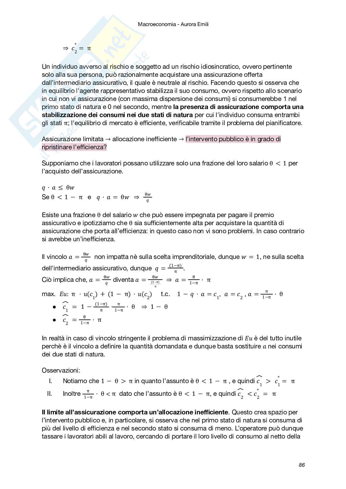 Riassunto esame Macroeconomia, Prof. Carbonari Lorenzo, libro consigliato Macroeconomia - il minimo teorico (II Edizione), Amendola, Carbonari, Ferraris Pag. 86