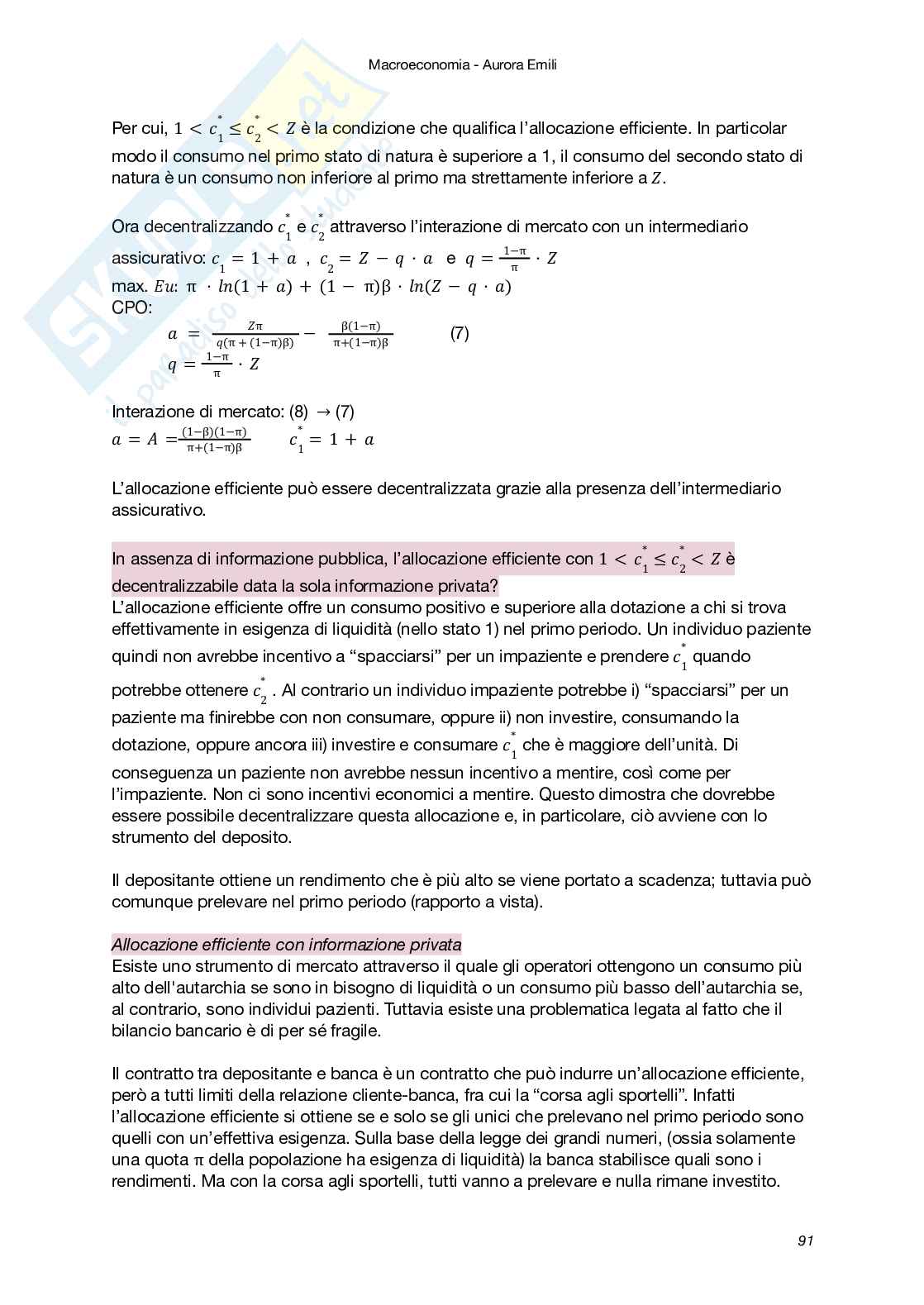 Riassunto esame Macroeconomia, Prof. Carbonari Lorenzo, libro consigliato Macroeconomia - il minimo teorico (II Edizione), Amendola, Carbonari, Ferraris Pag. 91