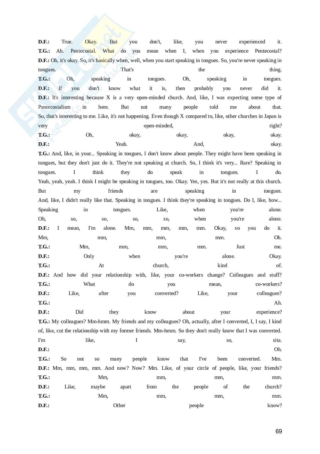 Pentecontalismo in Giappone. Una ricerca tra storia e contemporaneità Pag. 71