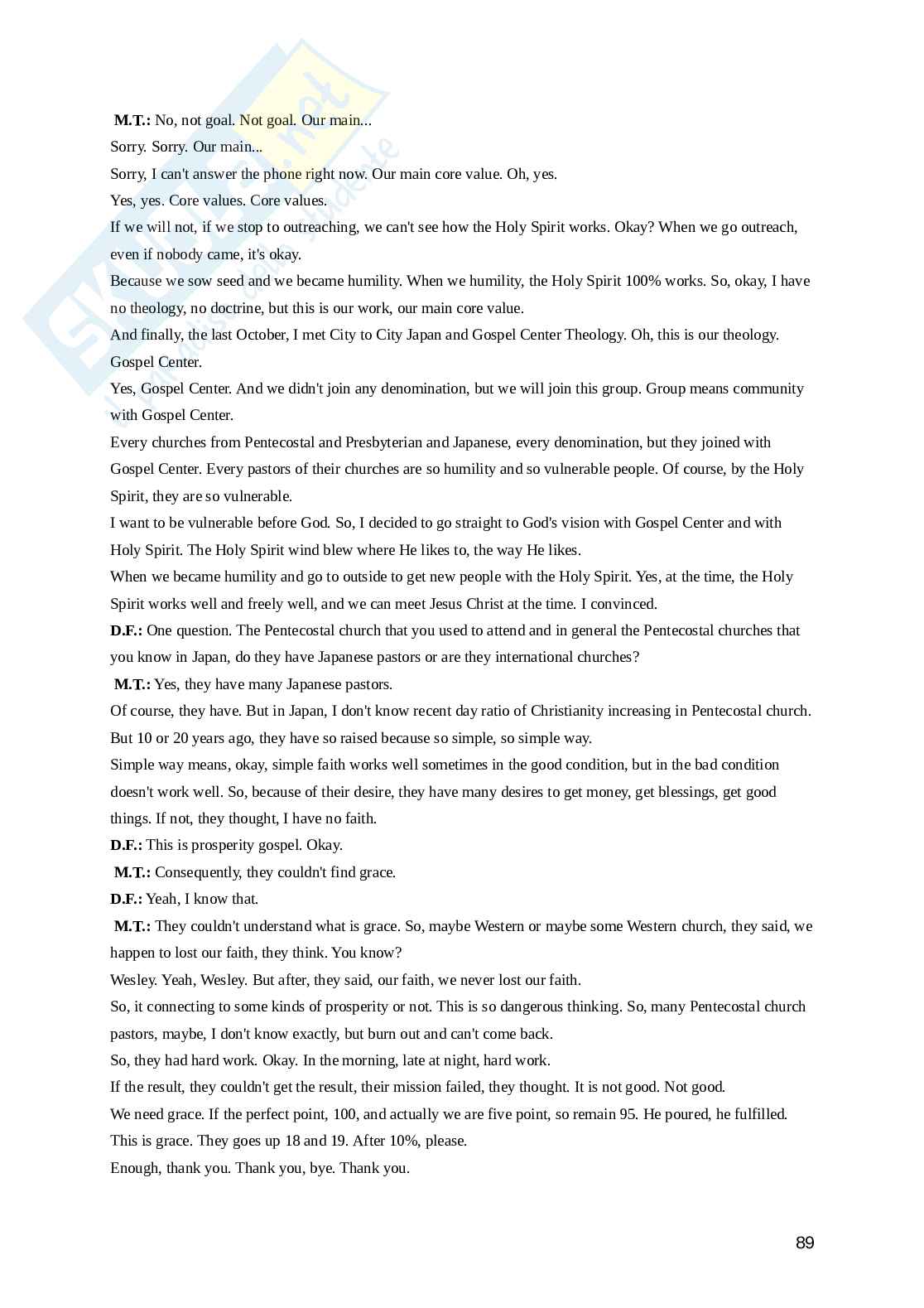 Pentecontalismo in Giappone. Una ricerca tra storia e contemporaneità Pag. 91