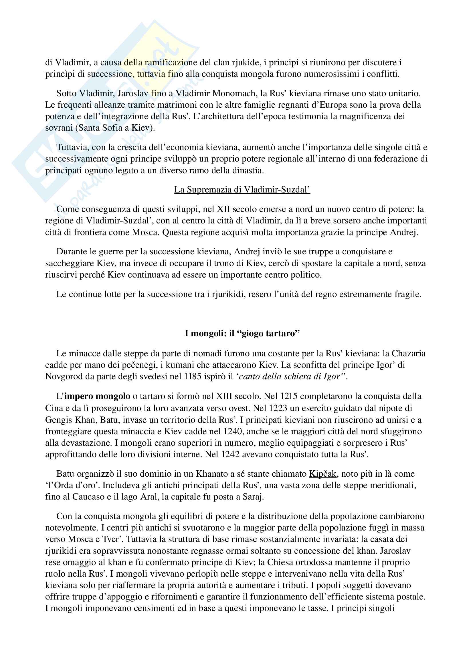 Appunti di Letterarura Russa I, prof Calusio, storia e letteratura. Libri consigliati 'Storia della Russia, Bartlett' e 'Storia della Letteratura, Mirskij e Lo Gatto' Pag. 6