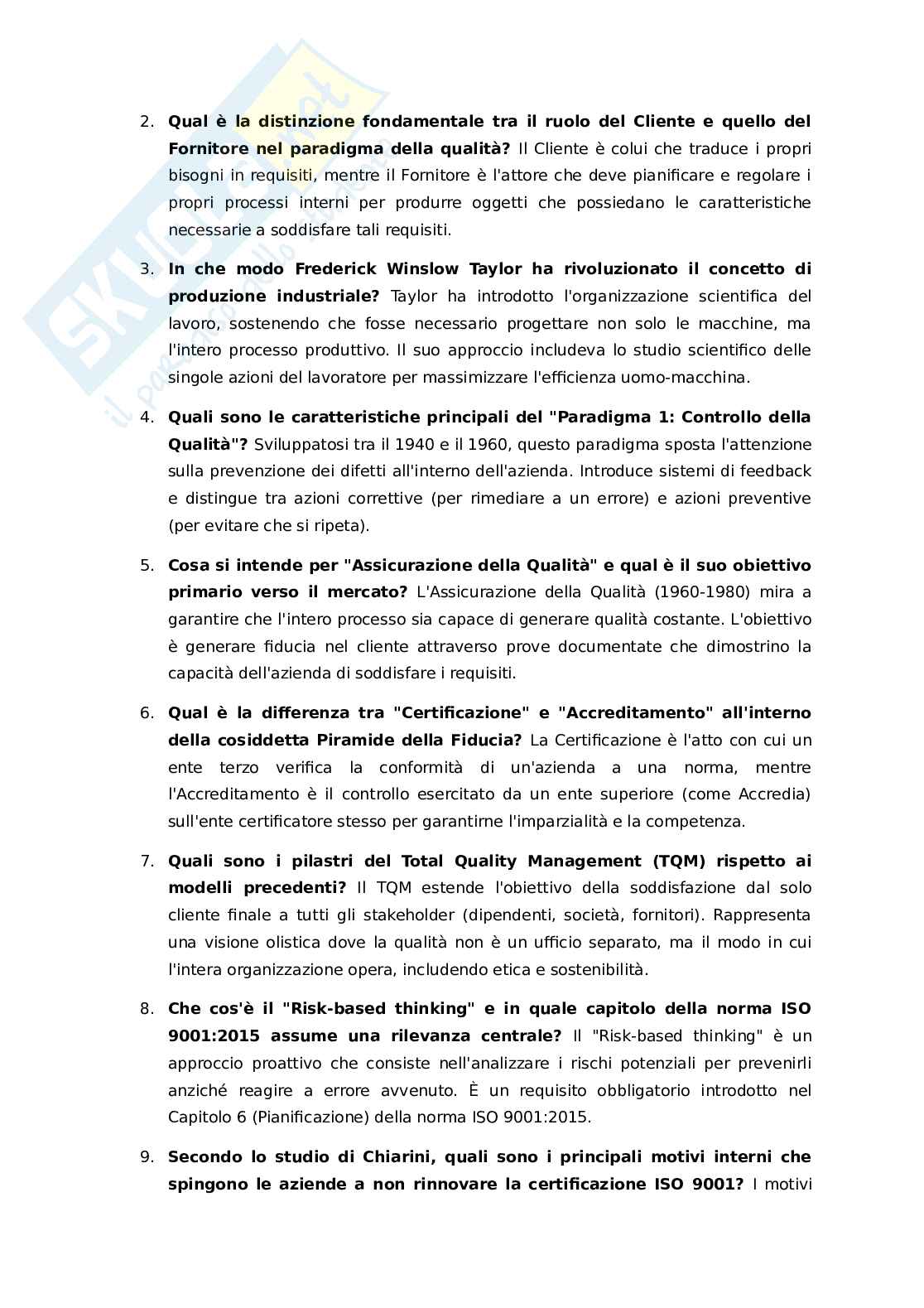 Laboratorio di controllo e validazione del progetto - Teoria, quiz domande tipo argomenti principali Pag. 2