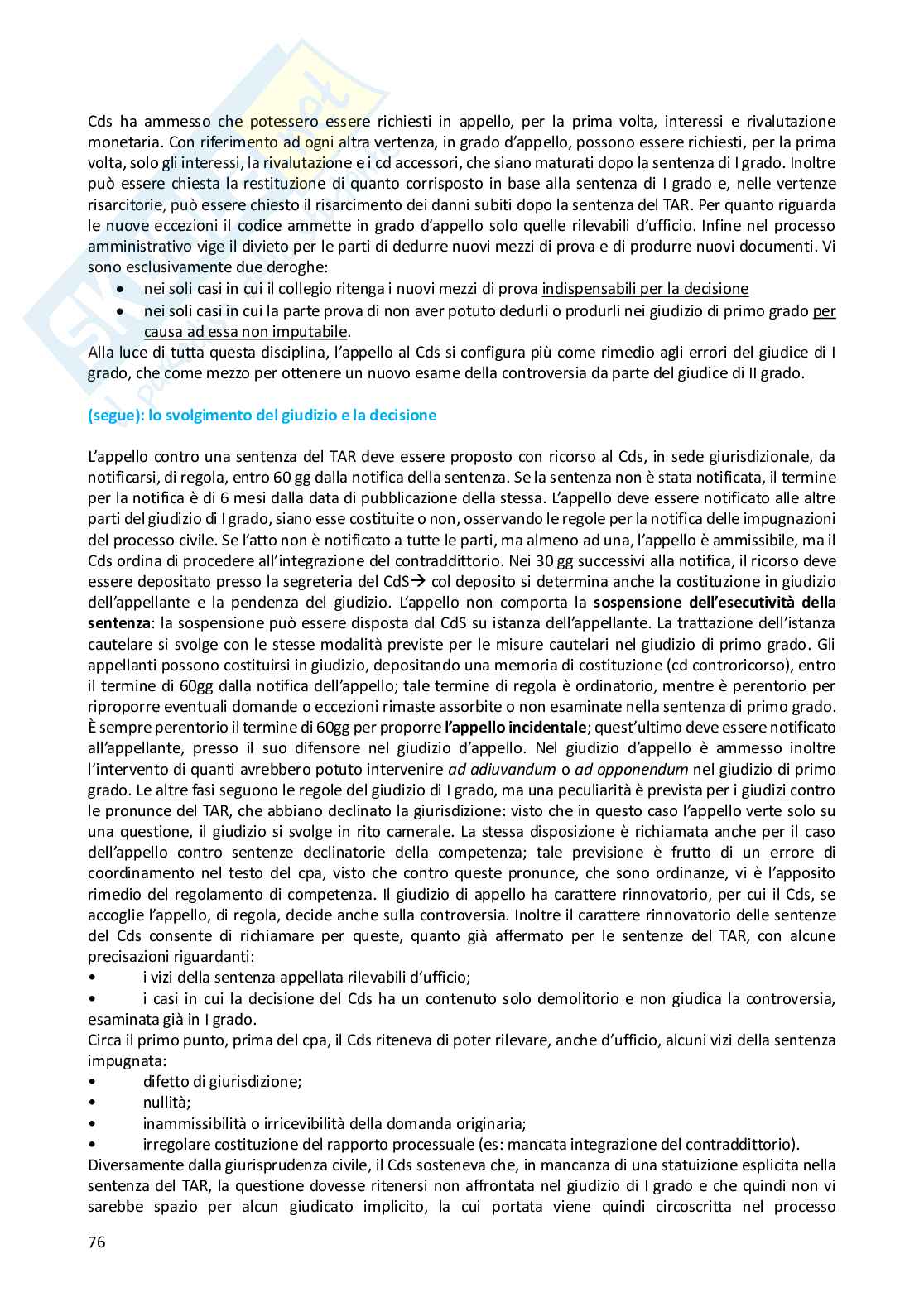 Riassunto esame Diritto processuale amministrativo, Prof. Travi Aldo, libro consigliato Lezioni di giustizia amministrativa, Aldo Travi Pag. 76