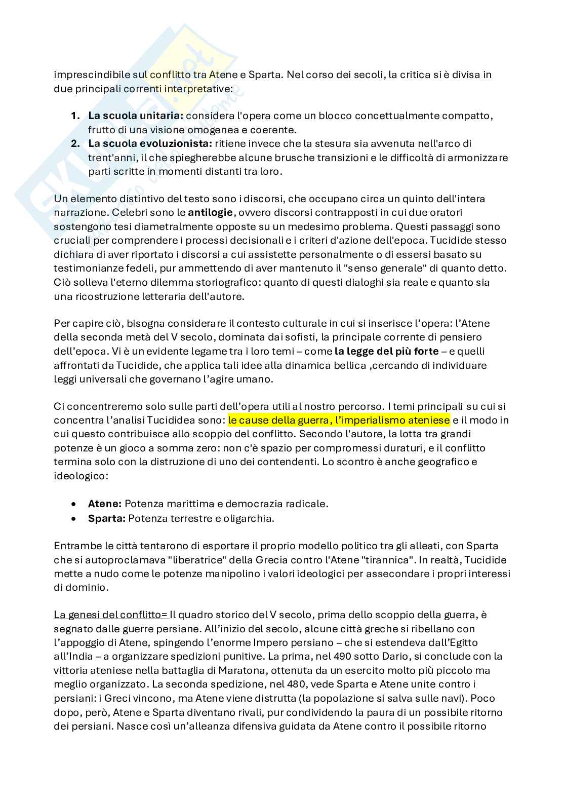 Guerra e politica (La guerra del Peloponneso di Tucidide + Produzione letteraria di Niccolò Machiavelli) Pag. 2