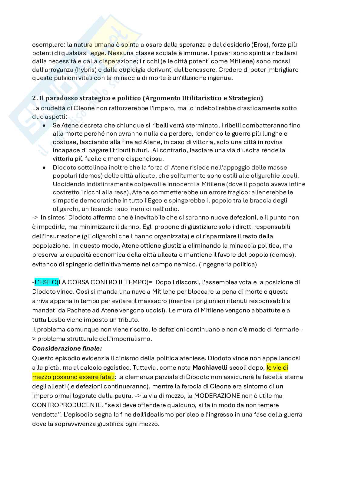 Guerra e politica (La guerra del Peloponneso di Tucidide + Produzione letteraria di Niccolò Machiavelli) Pag. 36