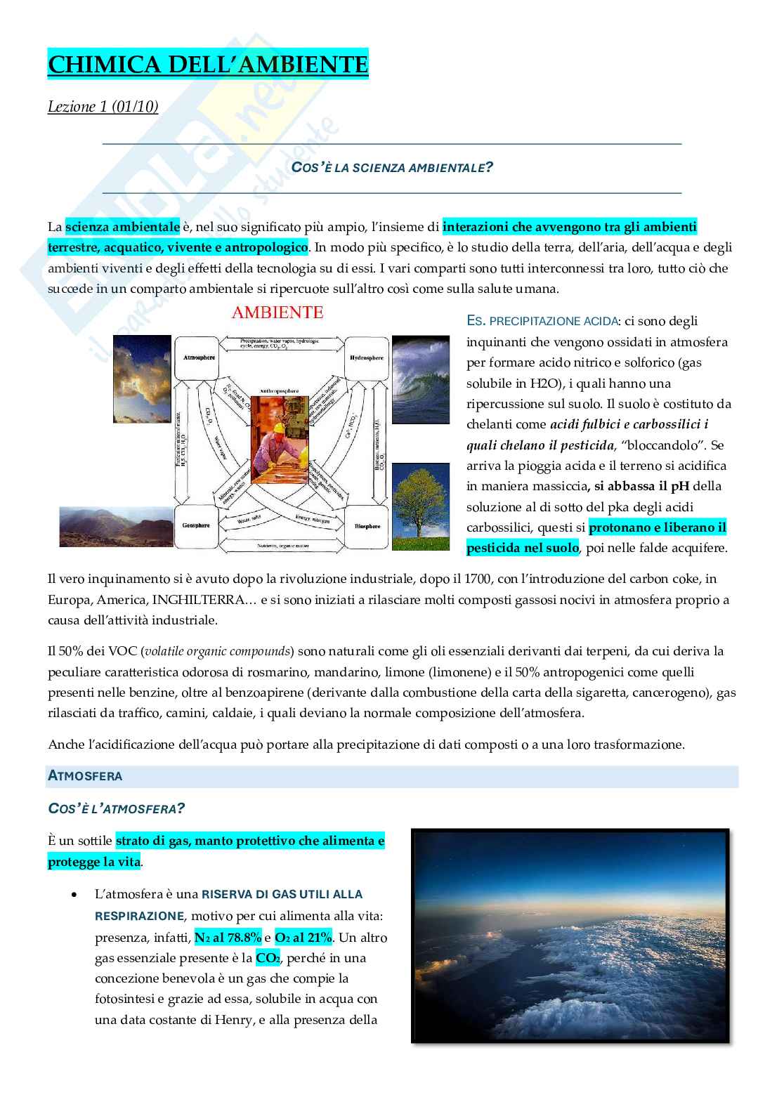 Appunti completi Chimica dell'ambiente Pag. 1