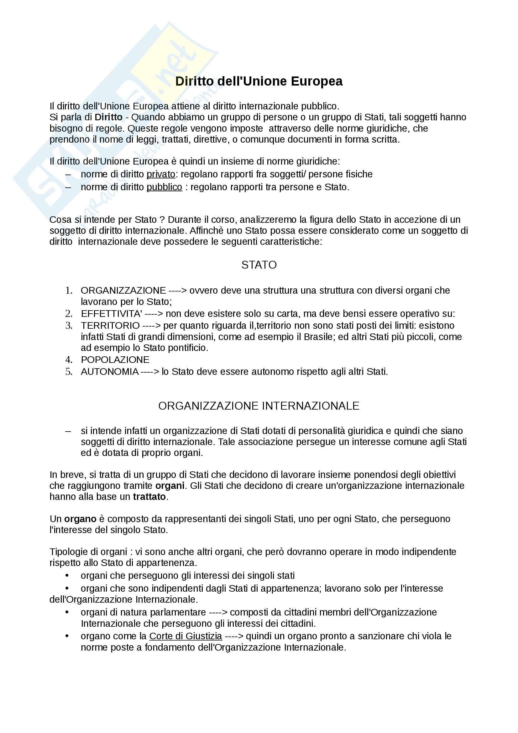 Lezioni, Diritto dell'Unione Europea Pag. 1