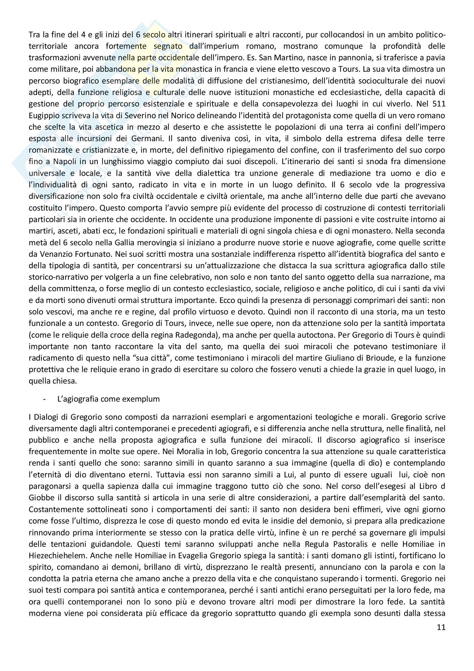 Riassunto esame Storia Medievale, prof. Enrico Artifoni, libro consigliato Gregorio Magno. Alle origini del Medioevo, Sofie Boesch Gajano Pag. 11