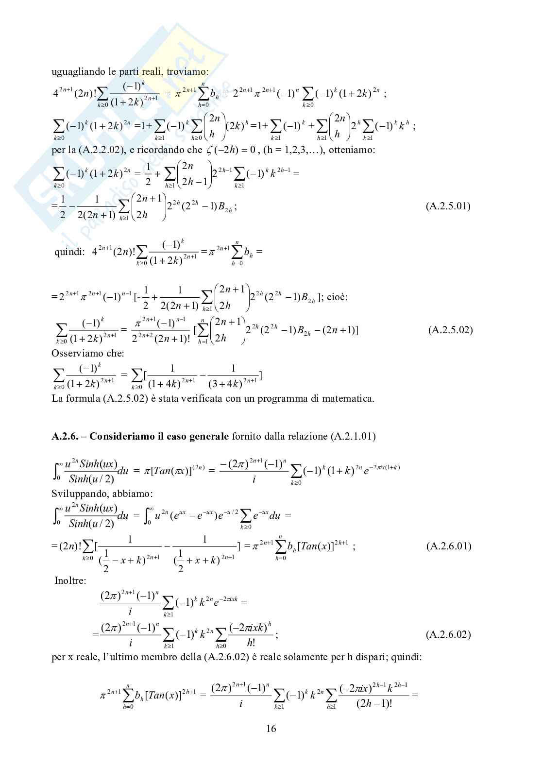 Sviluppo di derivate di ordine n di funzioni goniometriche con tecniche di analisi complessa Pag. 16
