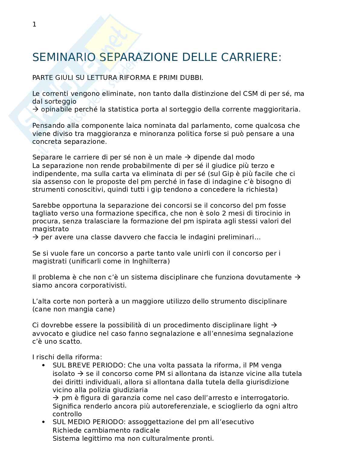 Seminario separazione carriere  Pag. 1
