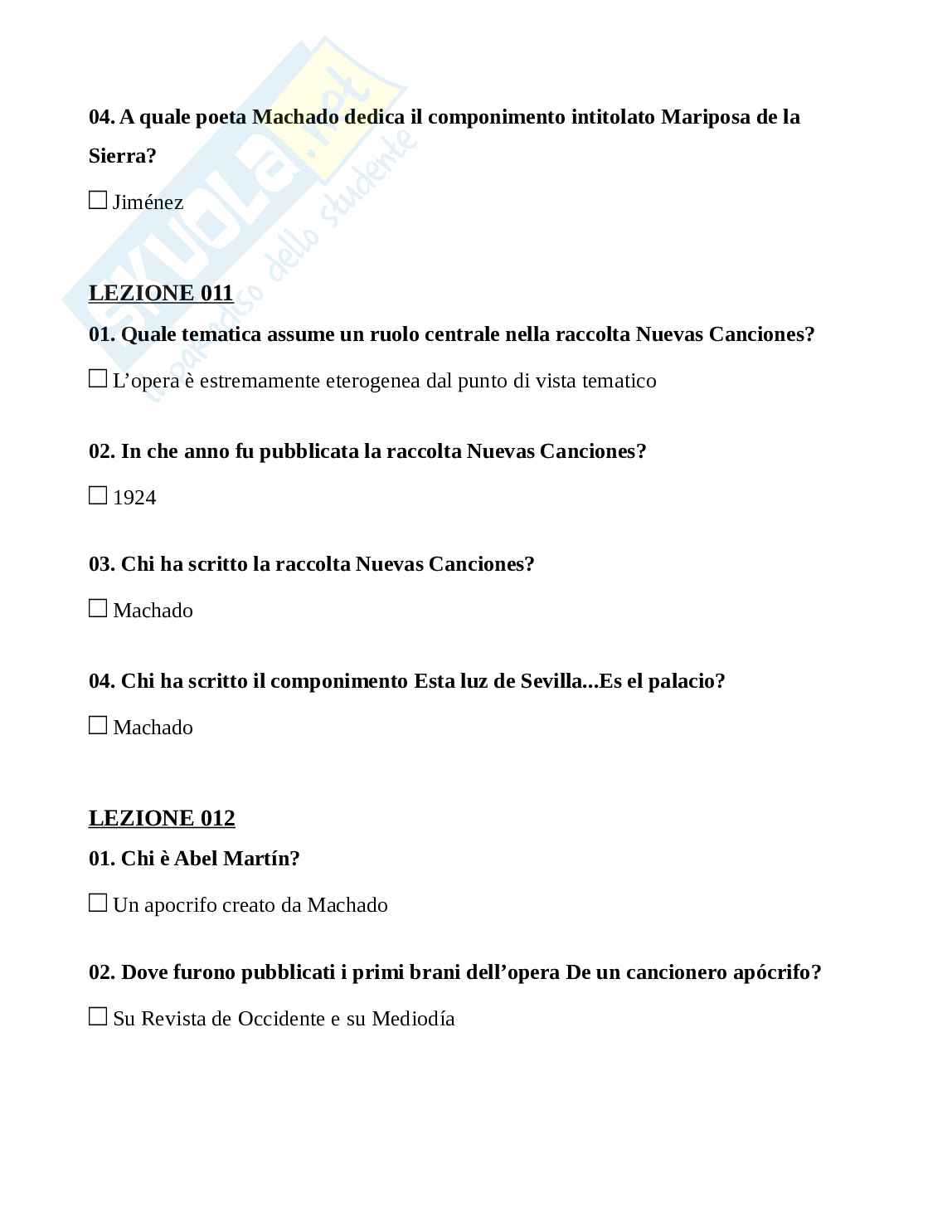 Paniere super completo di Letteratura spagnola 4 e 4b  Pag. 11