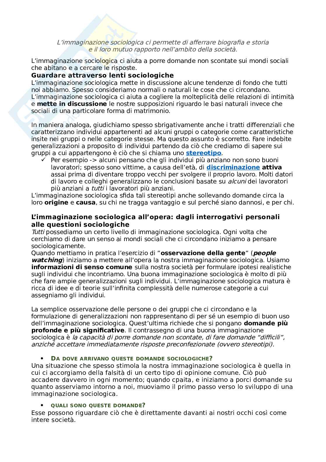 Riassunto esame di Sociologia e studi culturali, prof. MarcoSantoro, libro consigliato Progetto Sociologia, Jeff Manza, Richard Arum, Lynne Haney Pag. 2