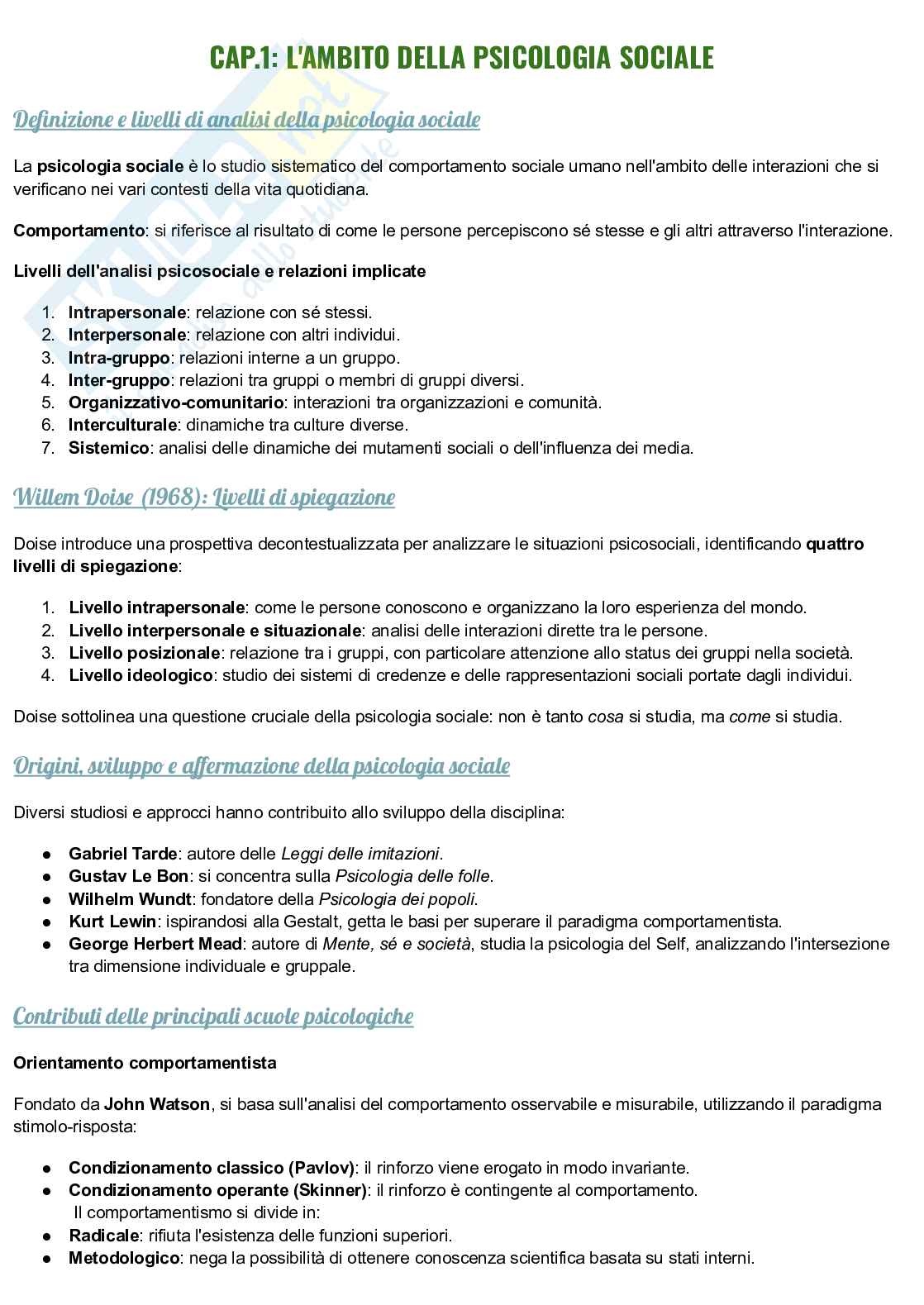 Riassunto esame Psicologia sociale, Prof. Ippoliti Oriana, libro consigliato Elementi di psicologia sociale. Teorie, ambiti e applicazioni, Smiraglia Pag. 1