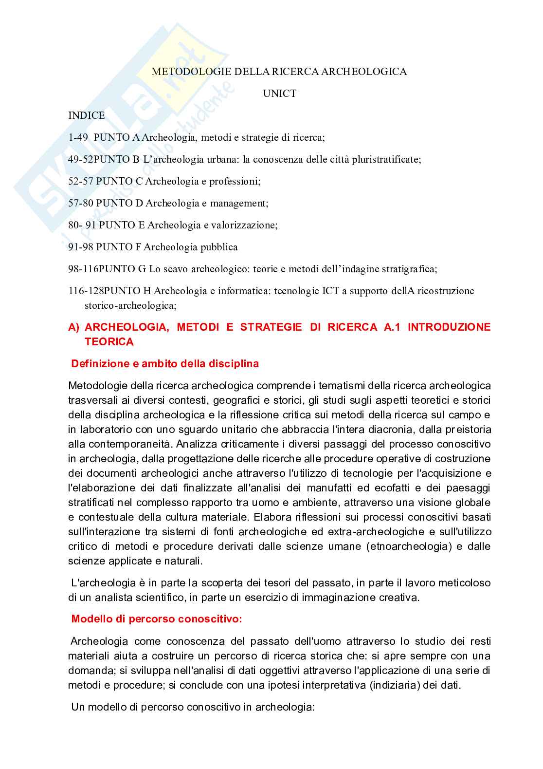 Esame Metodologie della ricerca archeologica Pag. 1