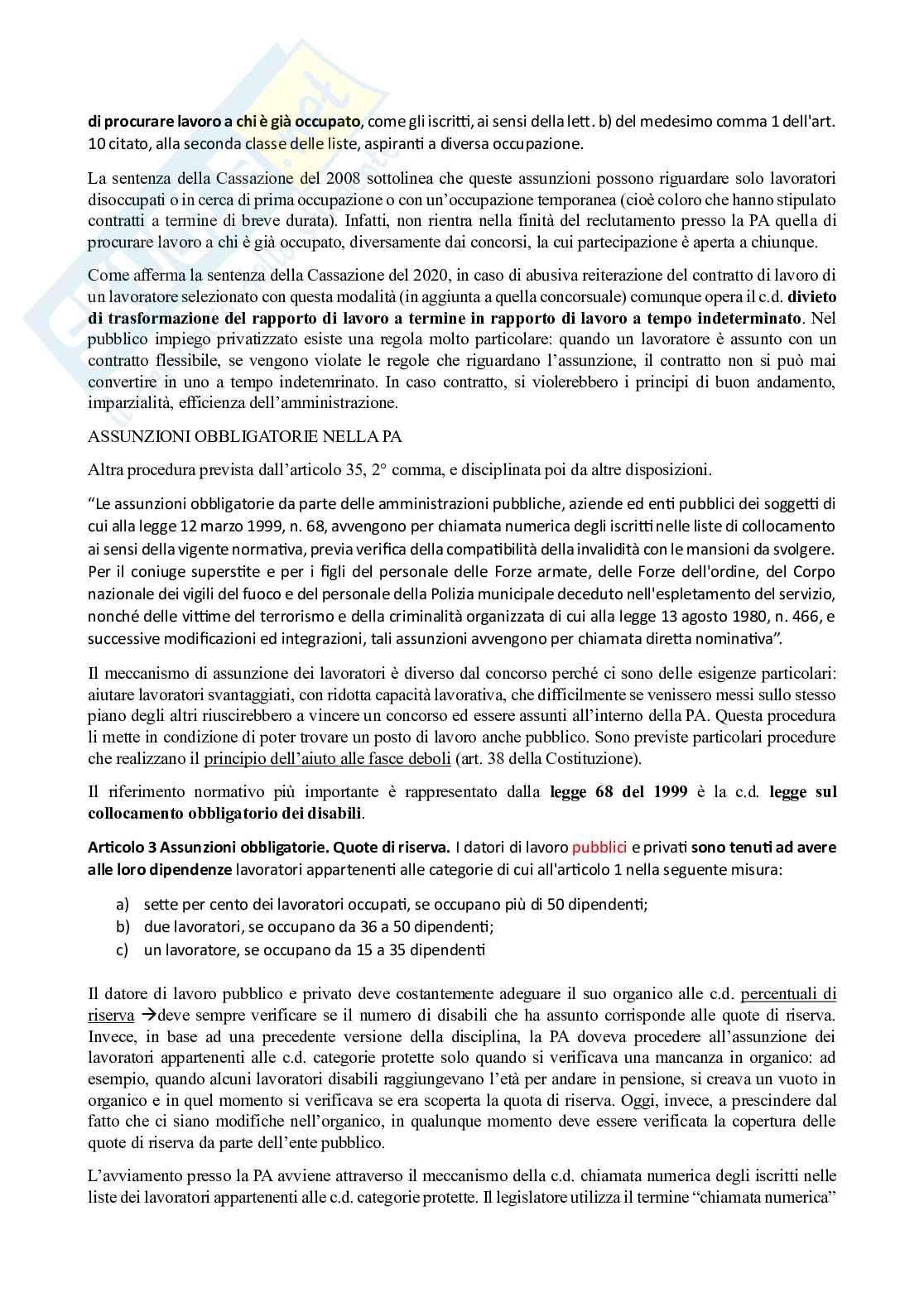Riassunto esame Diritto del lavoro nelle pubbliche amministrazioni, Prof. Pasqualetto Elena, libro consigliato Il diritto del lavoro nel pubblico impiego. Padova: Piccin, 2019. , Fiorillo Pag. 36