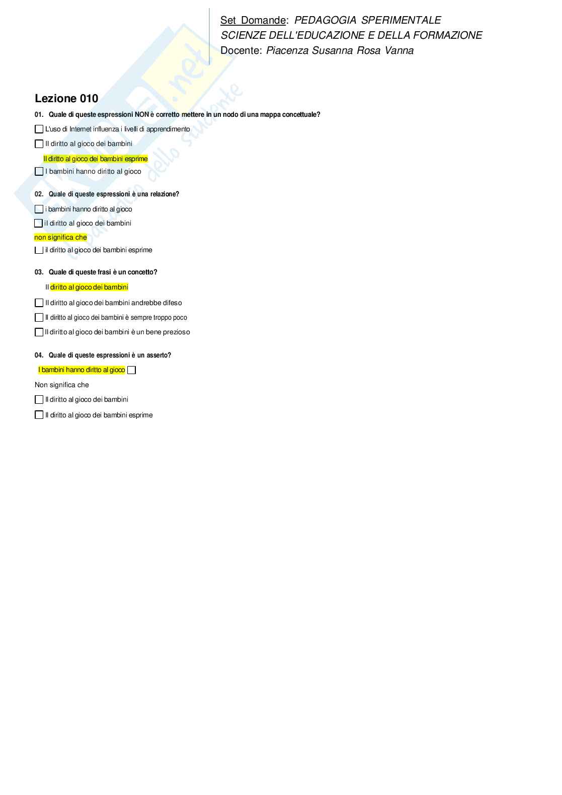 Paniere Pedagogia sperimentale Pag. 11