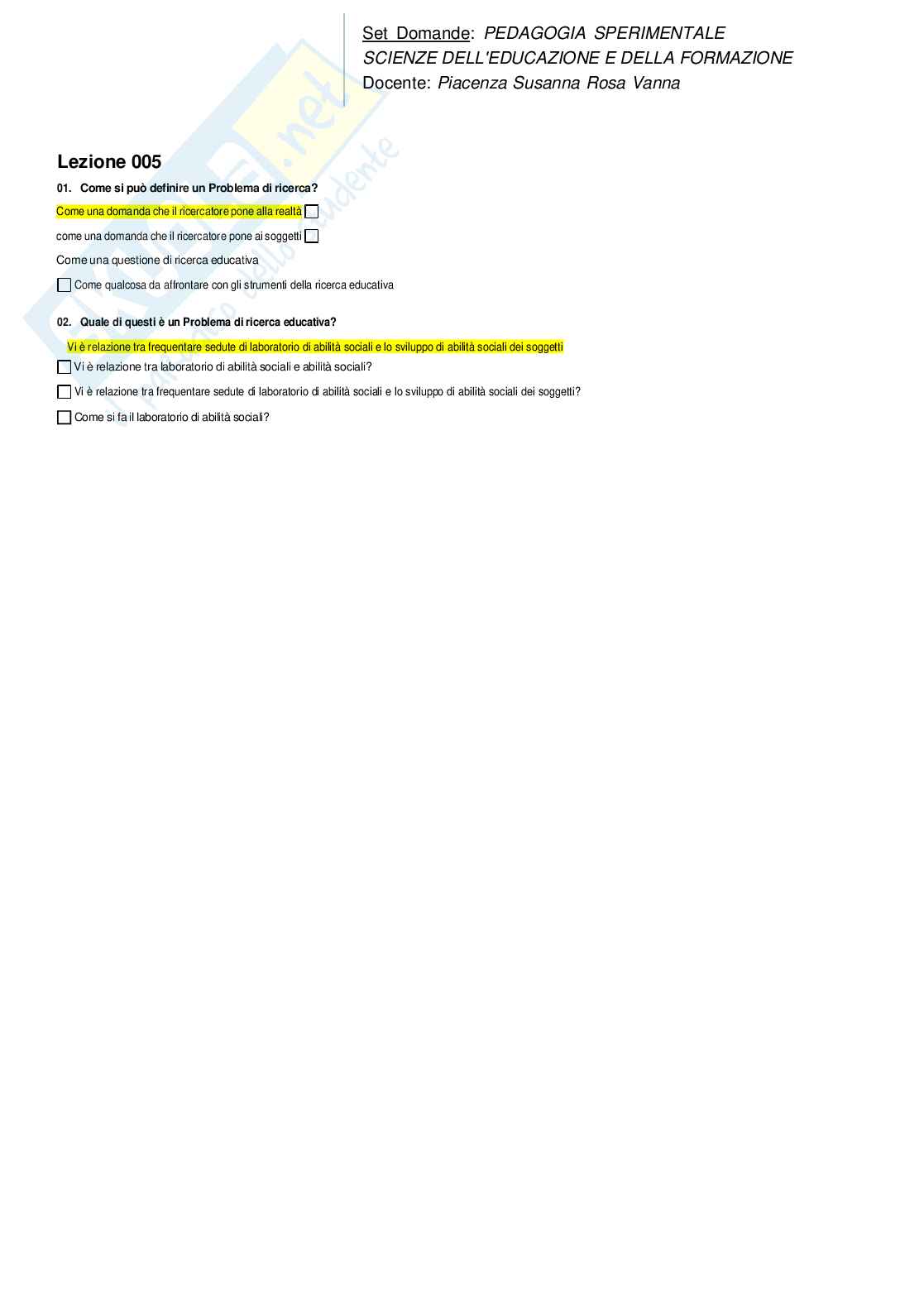 Paniere Pedagogia sperimentale Pag. 6