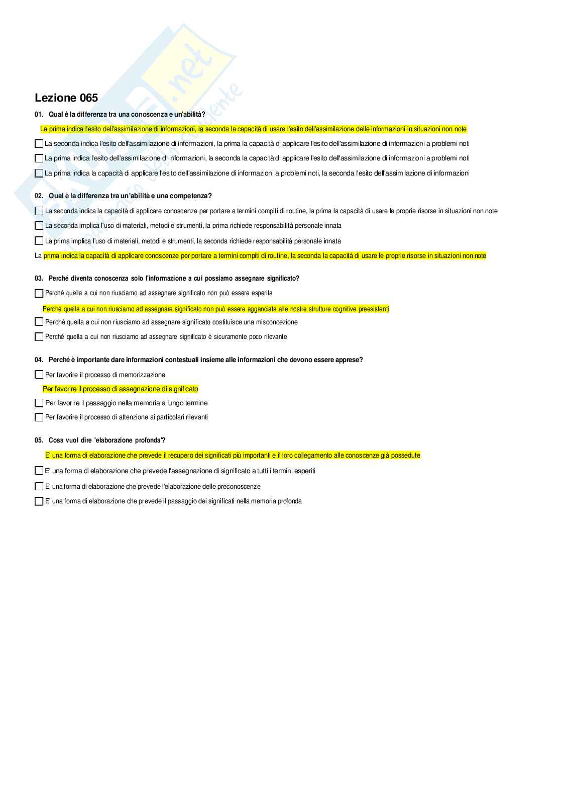 Paniere Pedagogia sperimentale Pag. 66